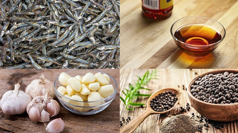 Ingredients for braised dried anchovy with pepper
