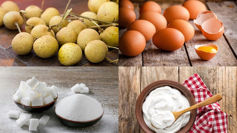 Ingredients for longan ice cream dish