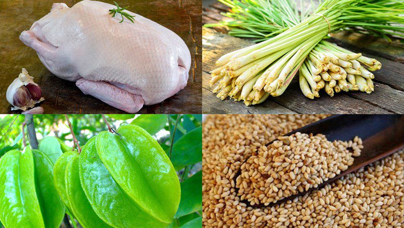 Ingredients for Chạo ngan dish