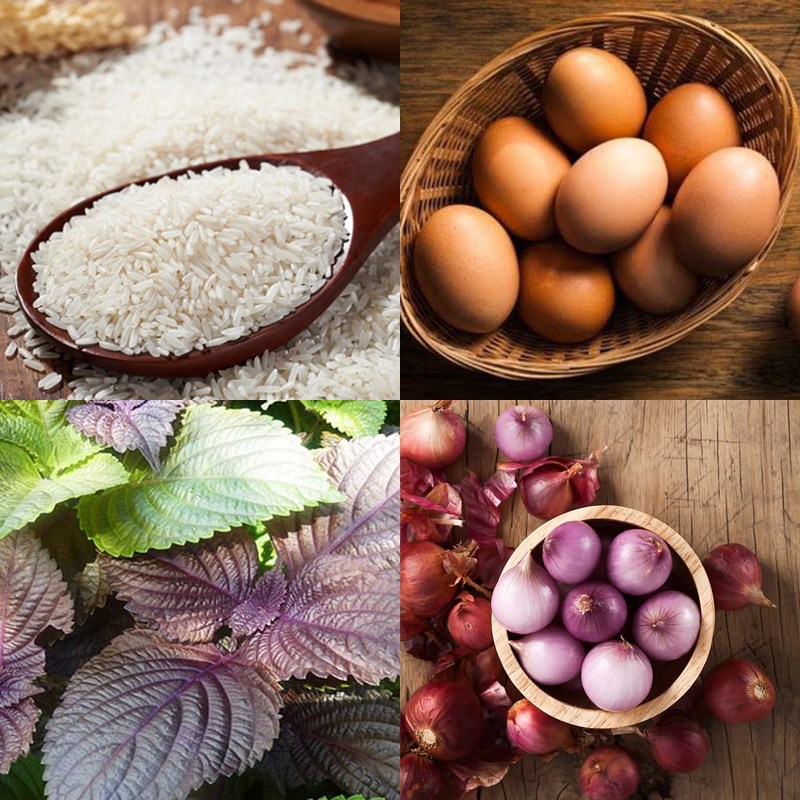 Ingredients for chicken perilla porridge