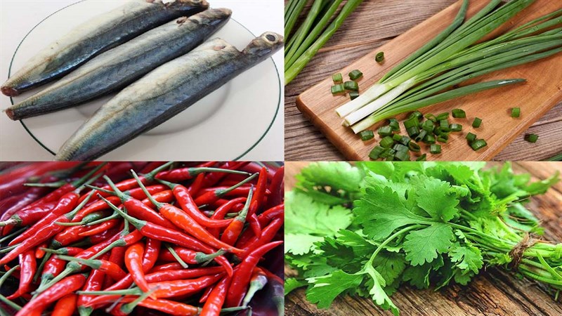 Ingredients for braised mackerel dish