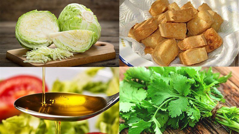 Ingredients for stir-fried cabbage with tofu
