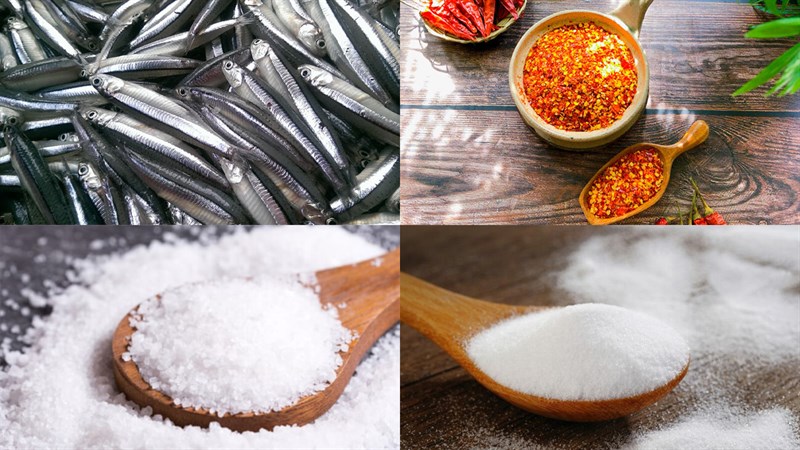 Ingredients for anchovy fish sauce