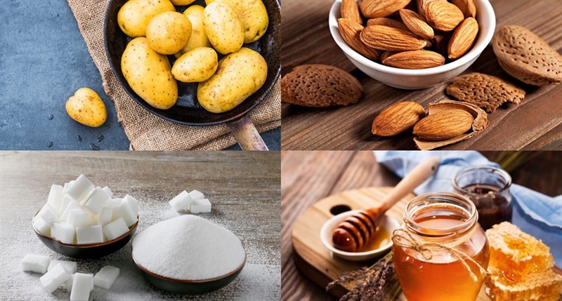 Ingredients for honey potato cake dish