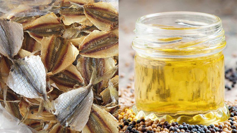Ingredients for fried golden-striped mackerel dried in the sun