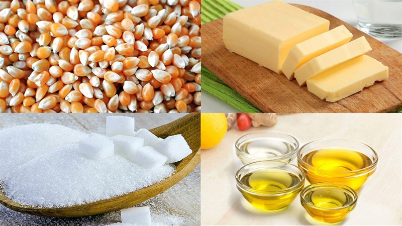 Ingredients for caramel popcorn