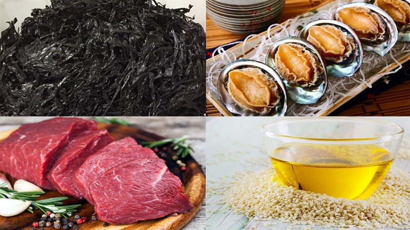 Ingredients for seafood seaweed soup