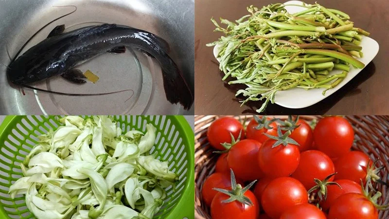 Ingredients for fish hotpot with flower buds