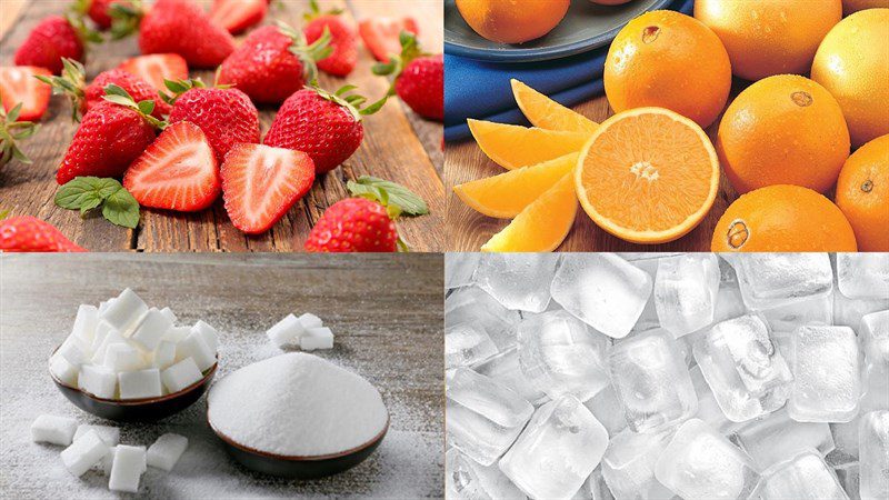 Ingredients for strawberry juice