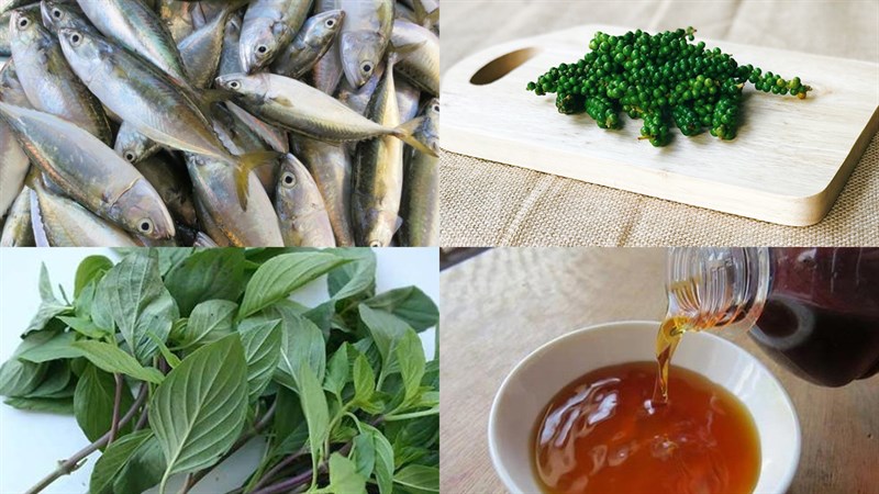 Ingredients for grilled mackerel with basil leaves