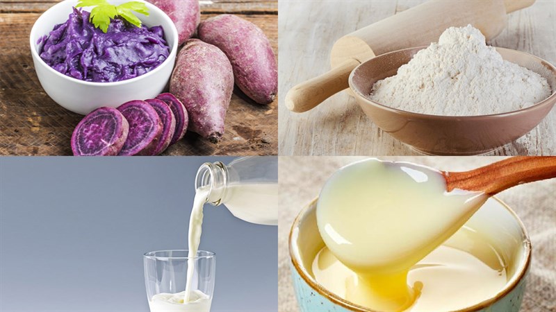 Ingredients for steamed taro cake, steamed taro cake with coconut milk