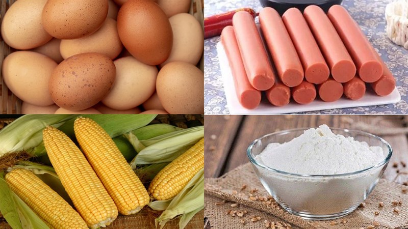 Ingredients for Corn (maize) Fried Egg and Sausages
