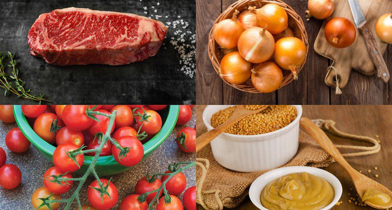 Ingredients for the dish 3 ways to make beef salad