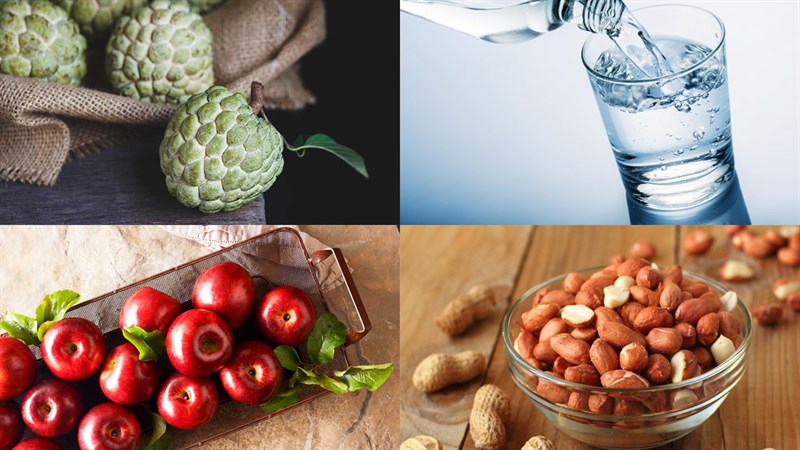Ingredients for custard apple dish, apple custard shake with peanuts, custard apple oatmeal shake