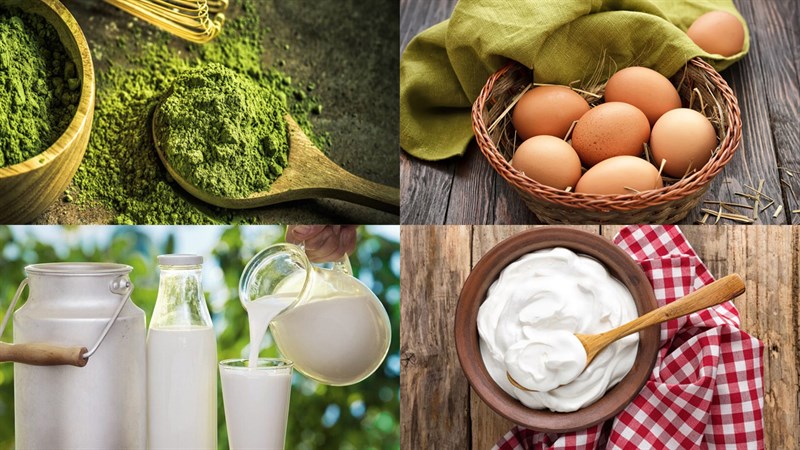 Ingredients for Japanese green tea mousse cake