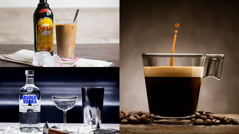 Ingredients for espresso martini cocktail