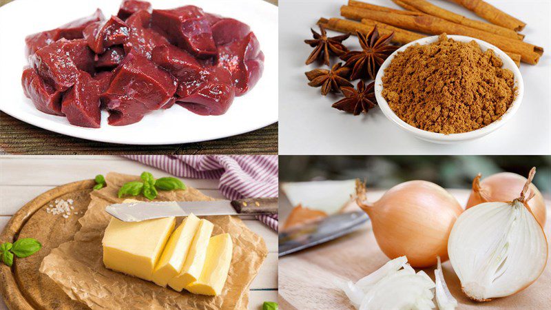 Ingredients for beef liver pâté