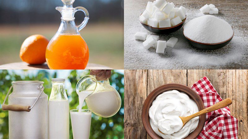 Ingredients for orange panna cotta dish