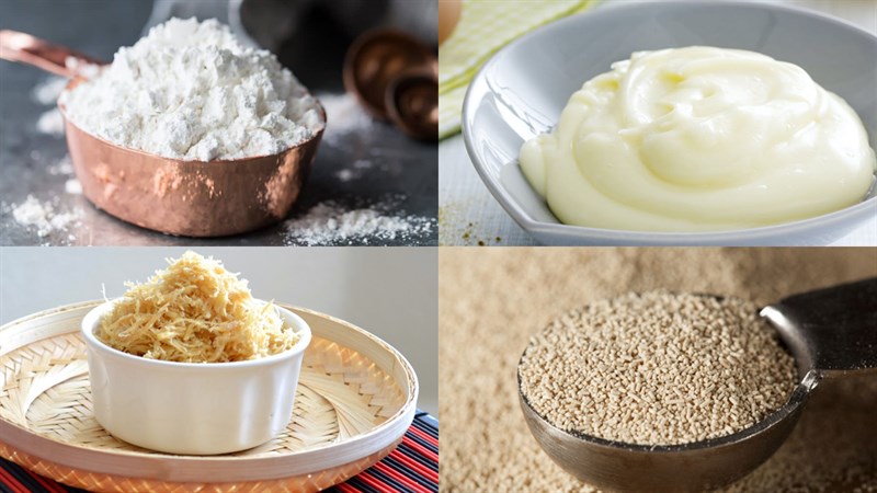Ingredients for bread roll with pork floss
