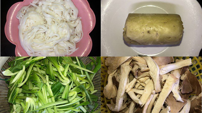 Ingredients for vegetarian stir-fried noodles using fresh noodles