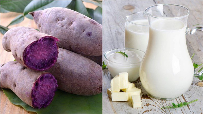 Ingredients for purple sweet potato milk