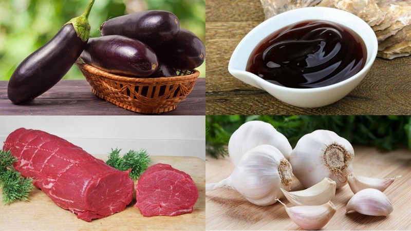 Ingredients for eggplant stir-fried with beef