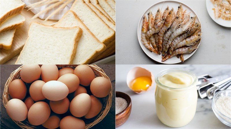 Ingredients for the dish 3 ways to make shrimp sandwich