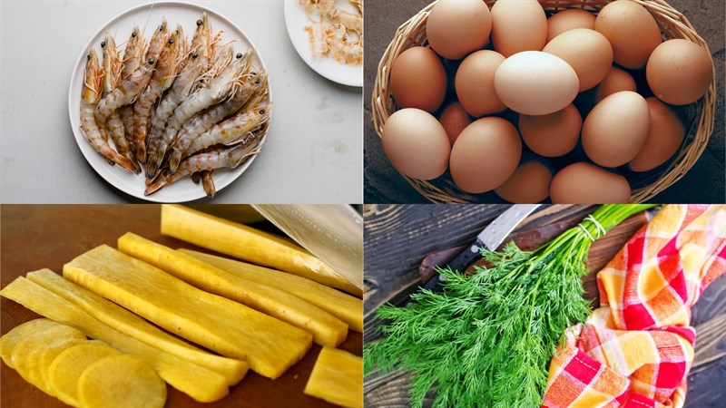 Ingredients for 3 ways to make shrimp sandwich