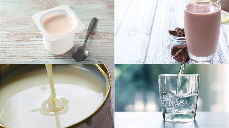 Ingredients for making chocolate yogurt