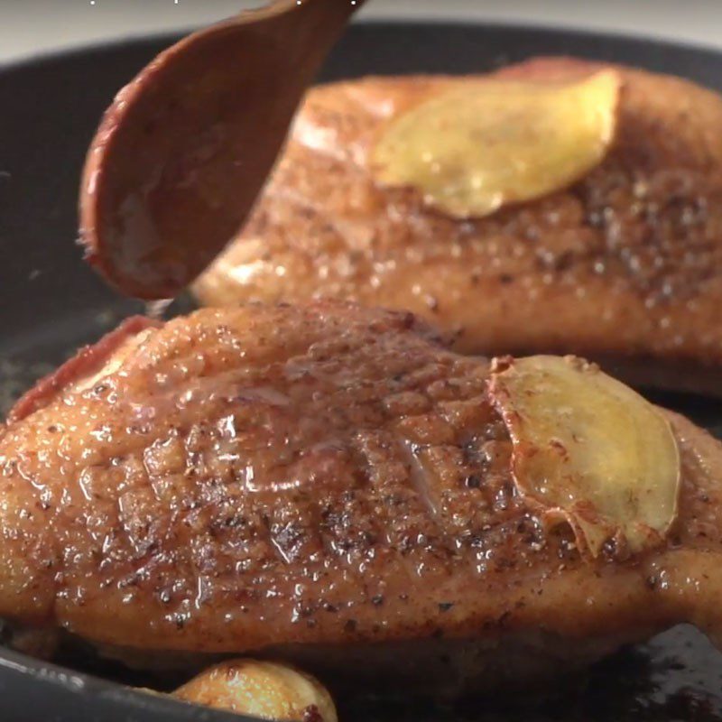 Step 2 Pan-sear duck breast for Soba noodles with teriyaki sauce
