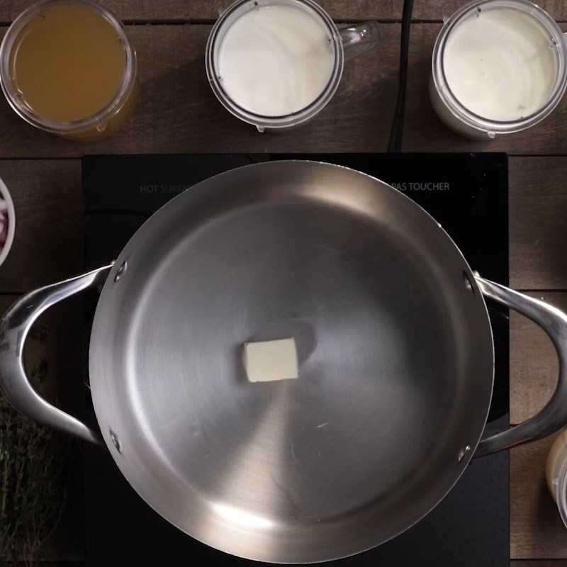 Step 3 Sauté ingredients Creamy scallop soup with potatoes
