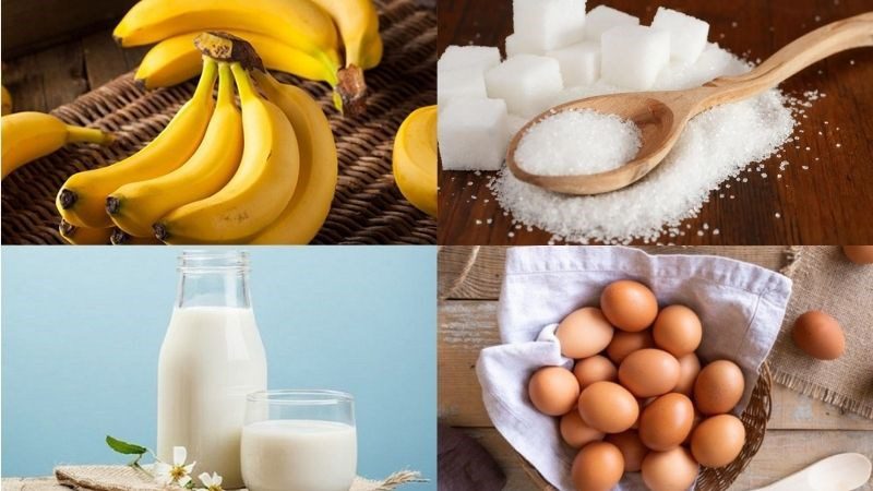 Ingredients for baked banana cake