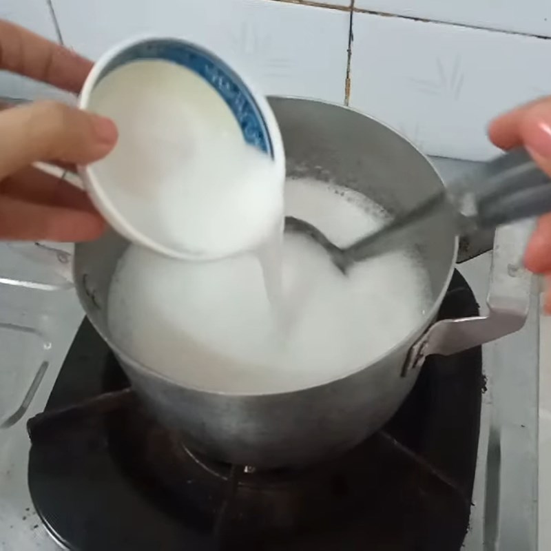 Step 2 Cook the coconut milk Steamed Purple Sweet Potato Cake with Coconut Milk