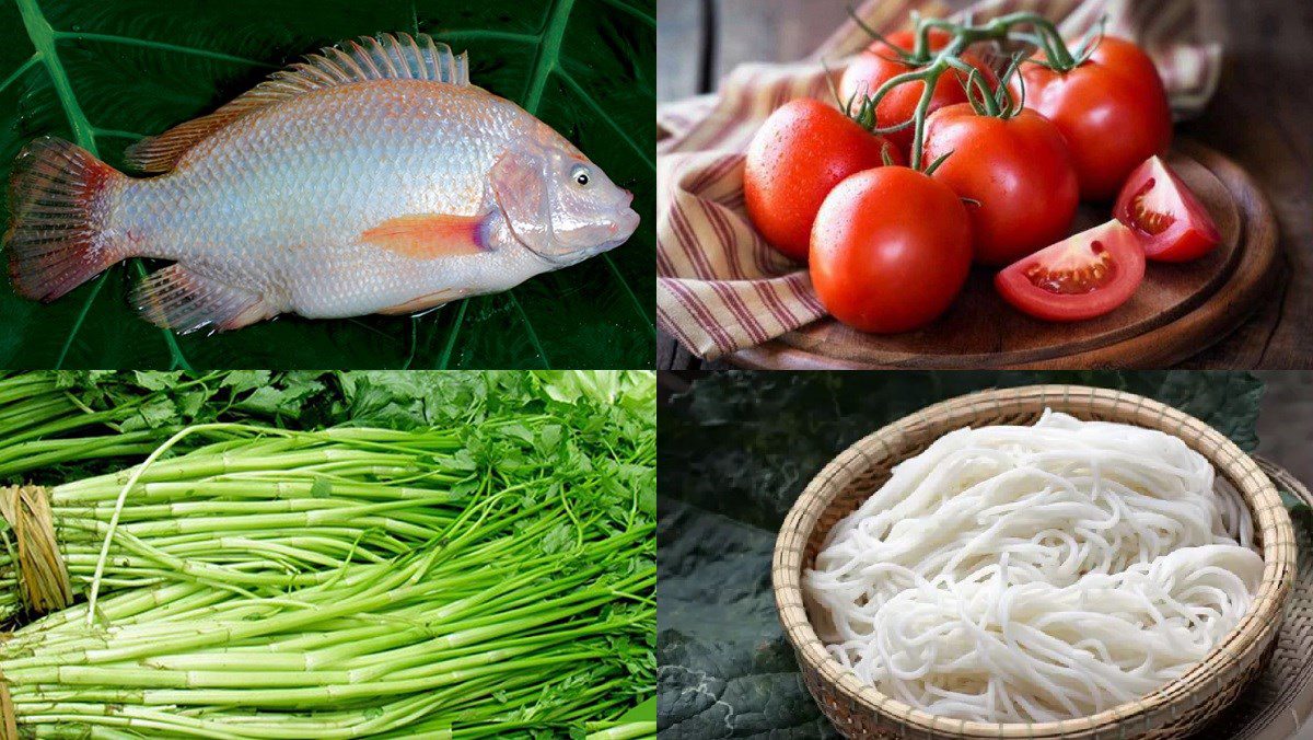 Ingredients for red tilapia noodle dish