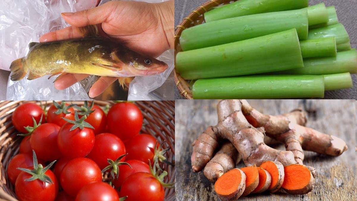 Ingredients for sour soup with beef fish