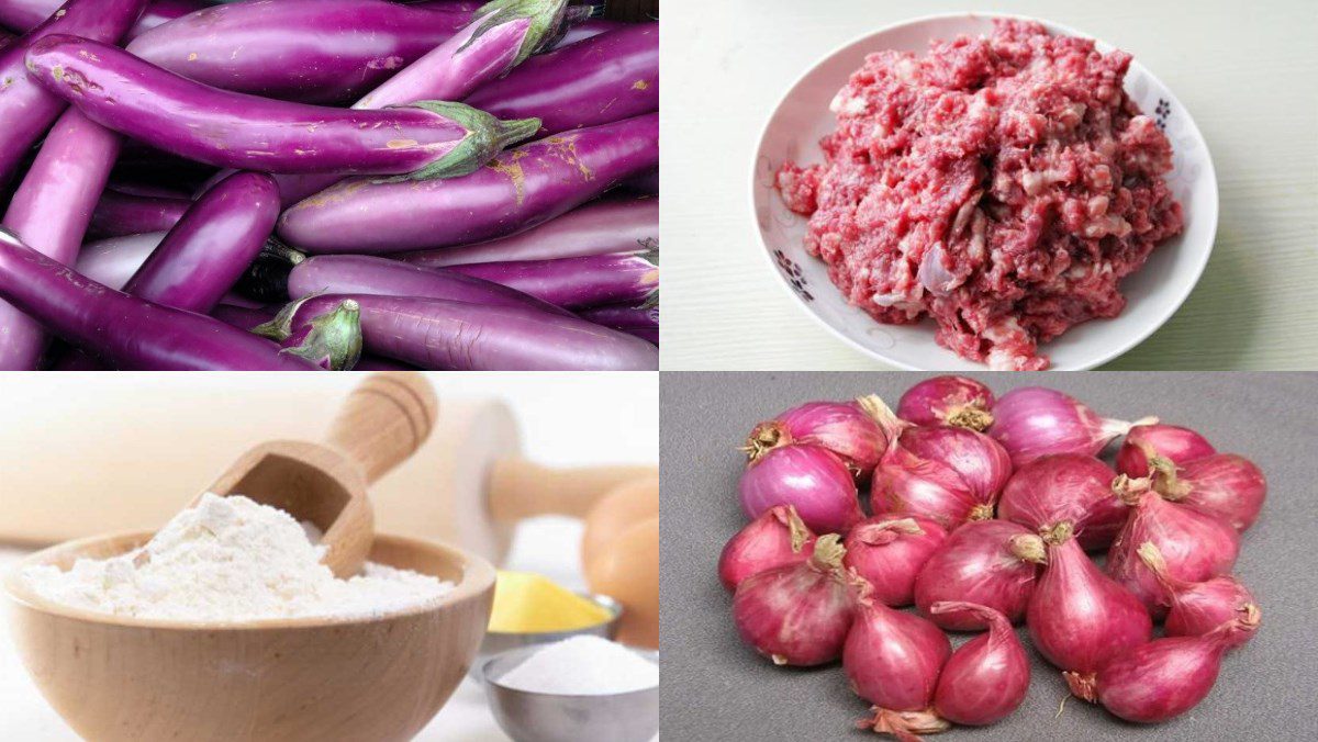 Ingredients for stuffed fried eggplant dish