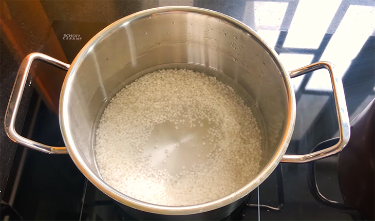 Step 2 Boil Sago and Potato Starch for Fried Banana with Coconut