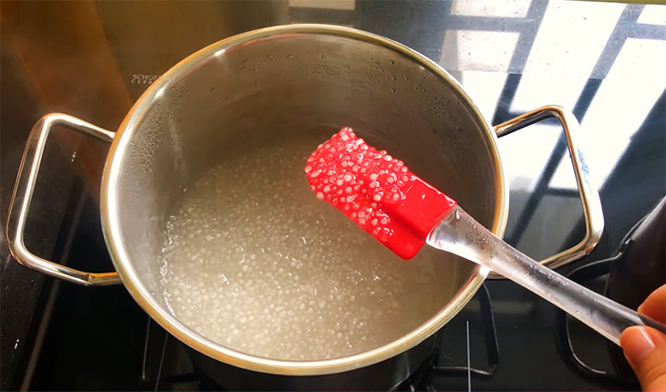 Step 2 Boil Sago and Potato Starch for Fried Banana with Coconut