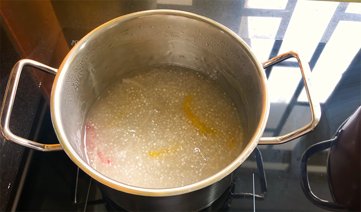 Step 2 Boil tapioca and boil sweet potato