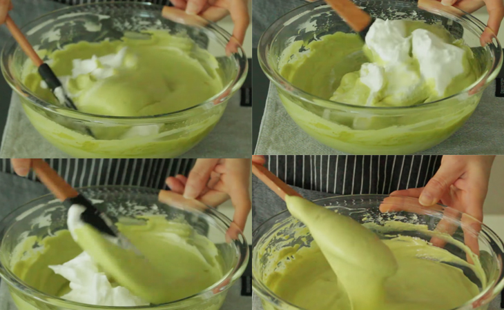 Step 4 Mix the flour mixture with egg whites Green tea chiffon cake