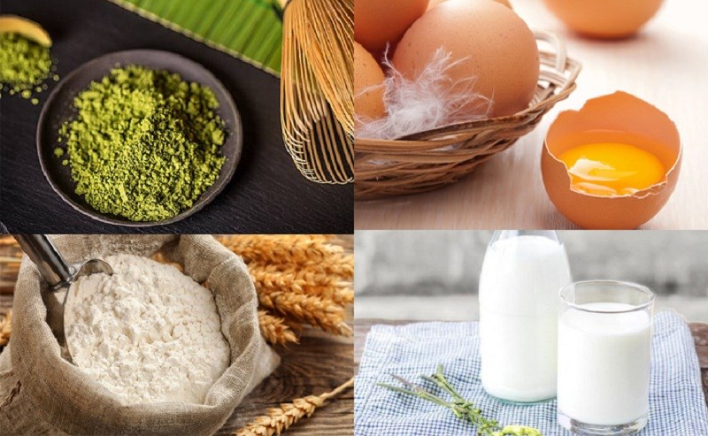 Ingredients for green tea chiffon cake
