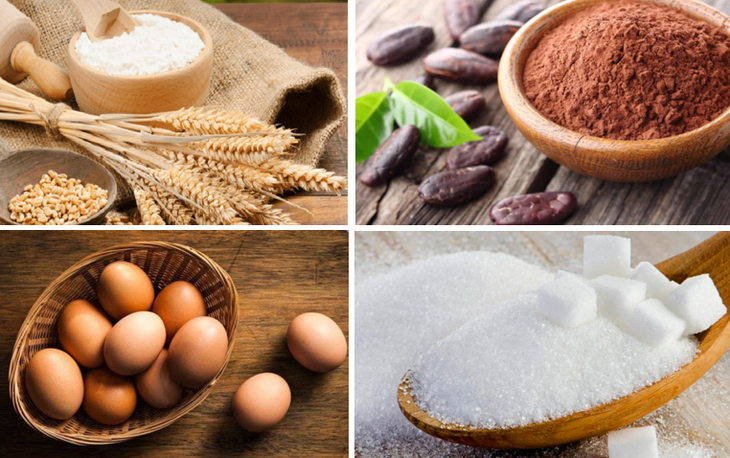 Ingredients for chocolate sponge roll cake