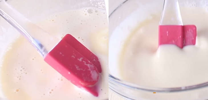 Step 3 Stirring the milk mixture Fried yogurt cake