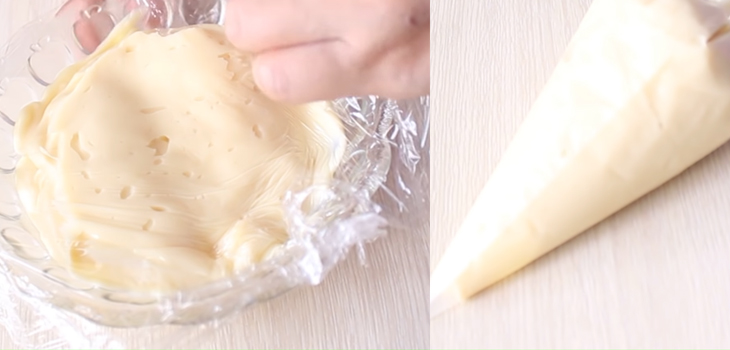 Step 4 Cook the filling mixture for Fried Yogurt Cake