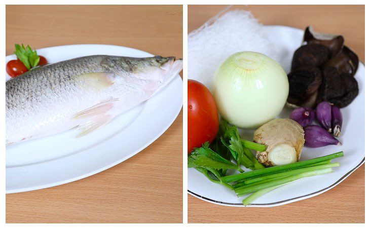 Ingredients for grilled striped bass in aluminum foil