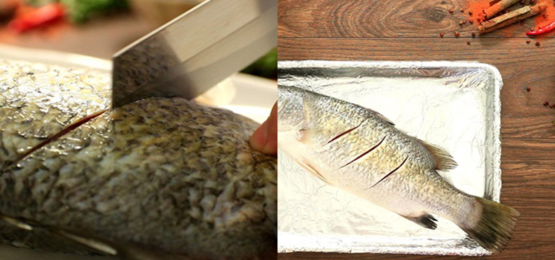 Step 1 Prepare the barramundi Barramundi grilled with Sichuan sauce