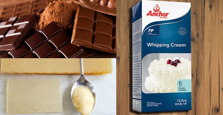 Ingredients for chocolate and cocoa panna cotta