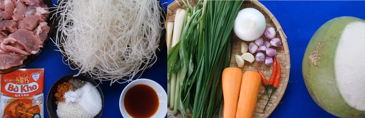 Ingredients for hủ tiếu bò kho