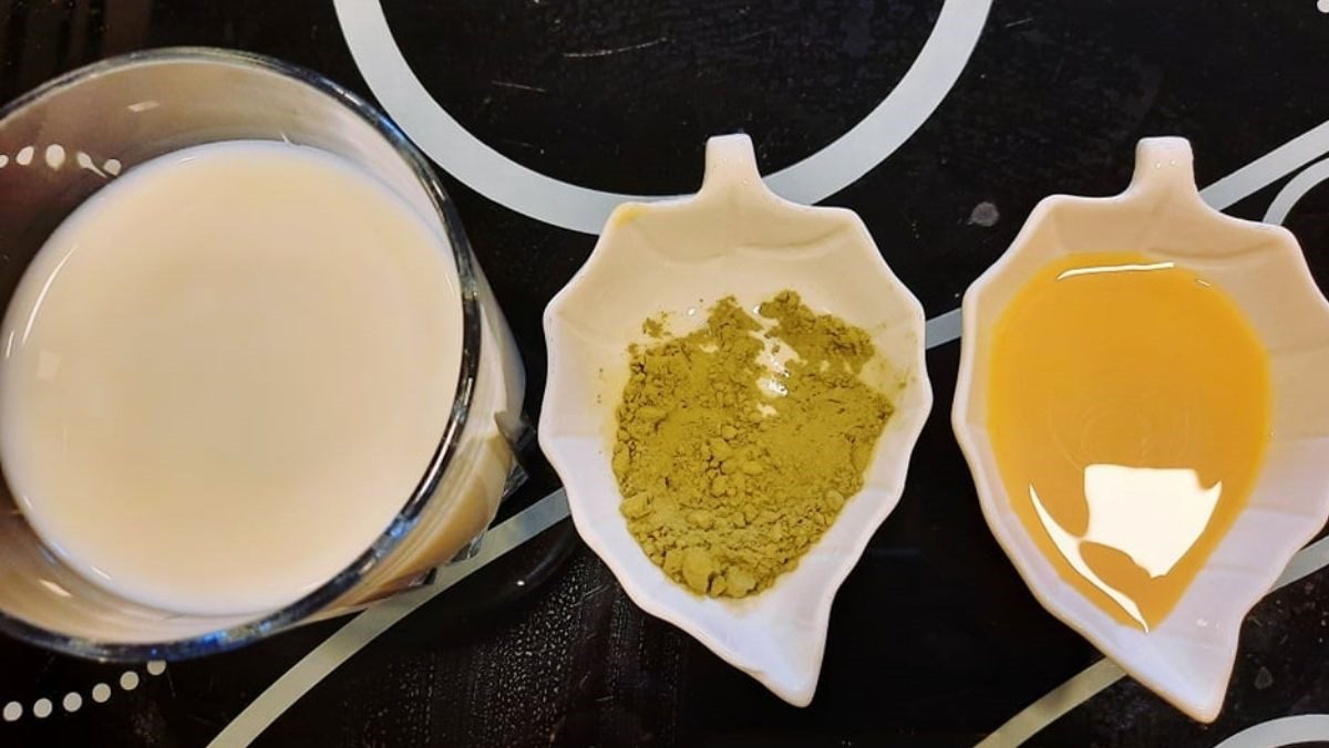 Ingredients for matcha latte