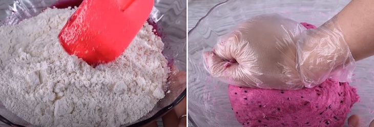 Step 2 Mix and knead the dough Dragon Fruit Noodles